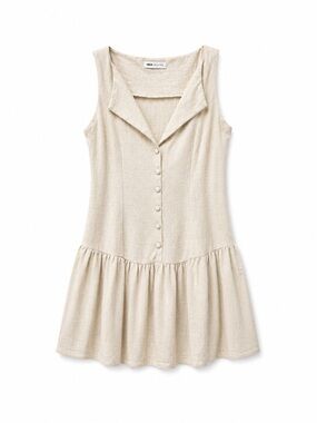 ASOS Beige Sleeveless Mini Dress with Button Front